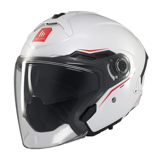Casca open face motociclete MT Cosmo SV A0 alb lucios (ochelari soare integrati) - tip viziera: MT-V-37 - Alb lucios , XL (61/62cm)