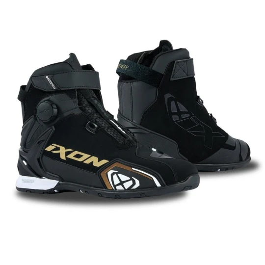 Ghete moto Roadster femei All Season Ixon model Bull 2 WP LS culoare: negru/alb/auriu (100% waterproof) - Negru/alb/auriu , 38