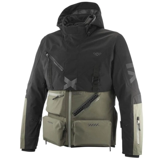 Geaca (jacheta) motociclete barbati Touring/Adventure Ixon All season model Etna MS culoare: khaki/negru - concept modular (geaca laminata; waterproof si pe exterior) - Khaki/negru , L