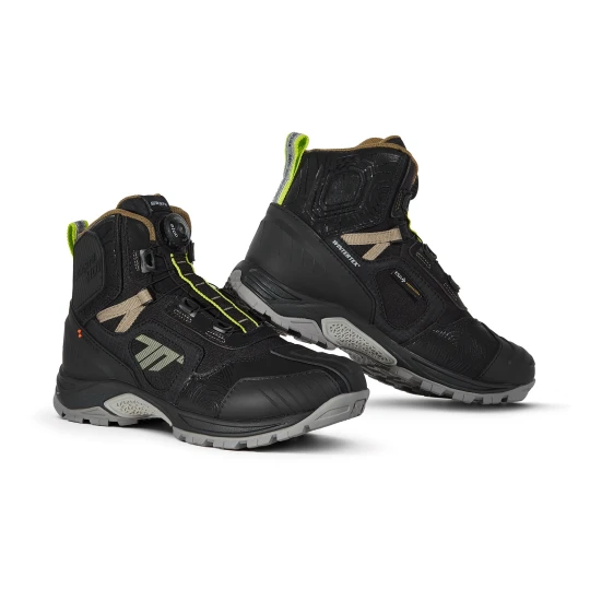 Ghete (cizme) moto Adventure (Touring) Unisex Seventy model SD-BA7 Stelvio culoare: negru/galben fluor - Negru/galben fluor , 45