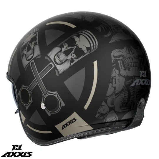 Casca Axxis model Hornet S SV Skulls Illustrated B1 negru mat (ochelari soare integrati) - omologare noua ECE 22.06 - Negru mat , L (59/60cm)