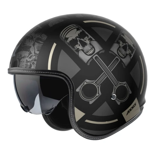 Casca Axxis model Hornet S SV Skulls Illustrated B1 negru mat (ochelari soare integrati) - omologare noua ECE 22.06 - Negru mat , L (59/60cm)