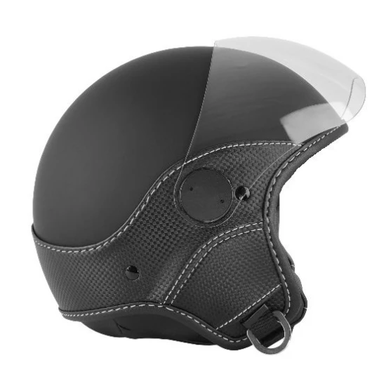 Casca open face (demi-jet) Max Helmets model DJ06 LS Vision Carbon culoare: negru mat/gri (NOFG) - 100% MADE IN ITALY - Negru mat/gri , L1 (59cm)