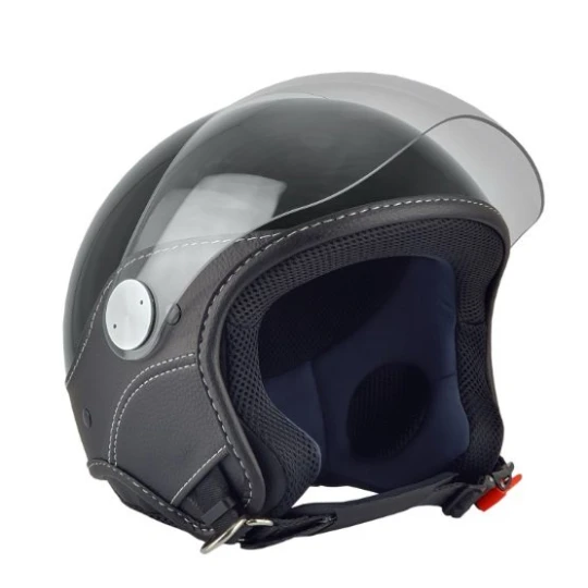 Casca open face (demi-jet) Max Helmets model DJ06 LS Vision (V2B) culoare: negru lucios (002) - 100% MADE IN ITALY - Negru lucios , S (55/56cm)