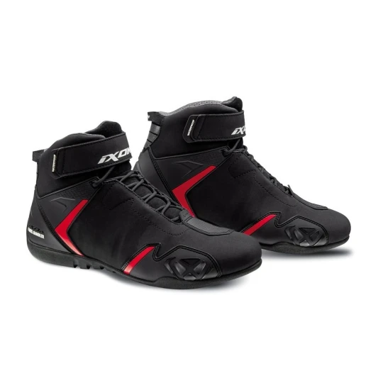 Ghete moto Roadster barbati All Season Ixon model Gambler MS culoare: negru/alb/rosu - Negru/rosu , 42