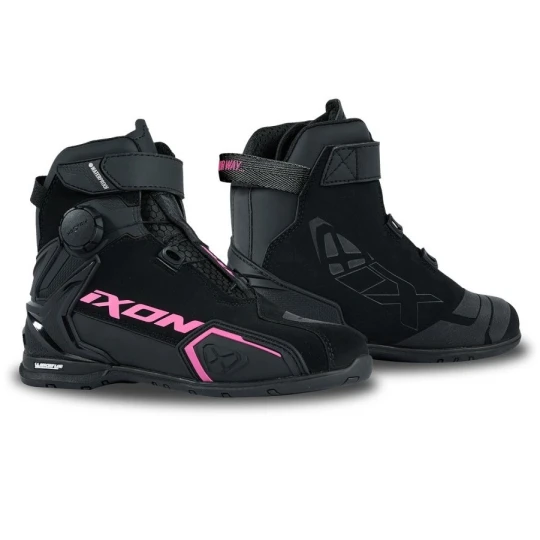 Ghete moto Roadster femei All Season Ixon model Bull 2 WP LS culoare: negru/fuchsia (roz) (100% waterproof) - Negru/fuchsia (roz) , 41