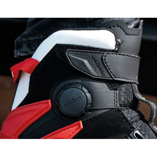 Ghete moto Roadster barbati All Season Ixon model Bull 2 WP MS culoare: negru/alb/rosu (100% waterproof) - Negru/alb/rosu , 39