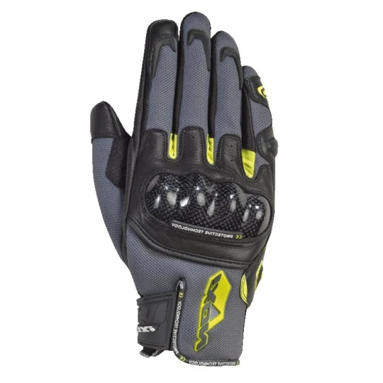 Manusi barbati Roadster vara piele/textil Ixon model RS Rise Air MS culoare: gri/negru/galben - degete tactile - Gri/negru/galben , M (8/9)