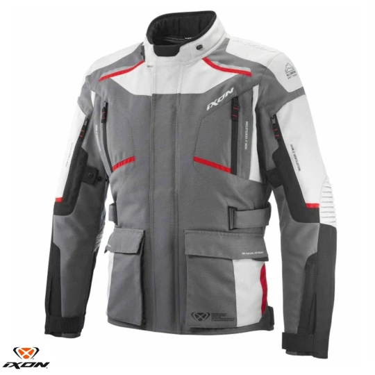 Geaca (jacheta) motociclete barbati Touring/Adventure Ixon All season model Midgard MS culoare: gri/negru/rosu - Gri/negru/rosu , XXXL