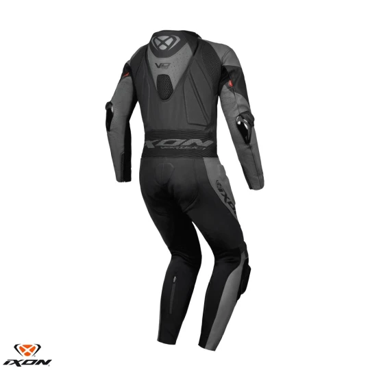 Costum (combinezon) motociclete barbati piele Ixon vara model Vortex 3 MS culoare: negru - Negru , XXL