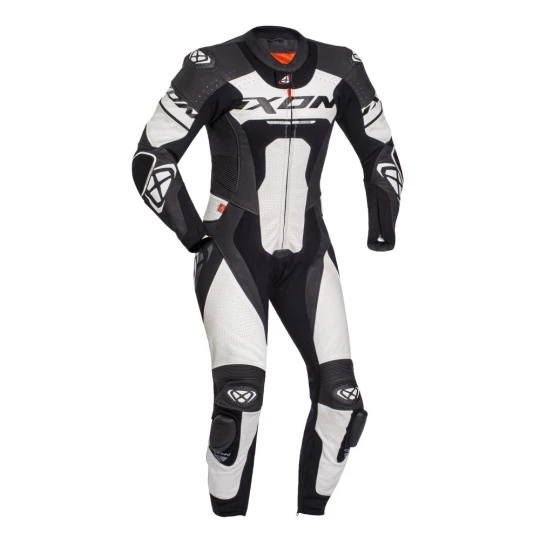 Costum (combinezon) motociclete barbati piele Ixon vara model Jackal MS culoare: negru/alb - Negru/albastru , M