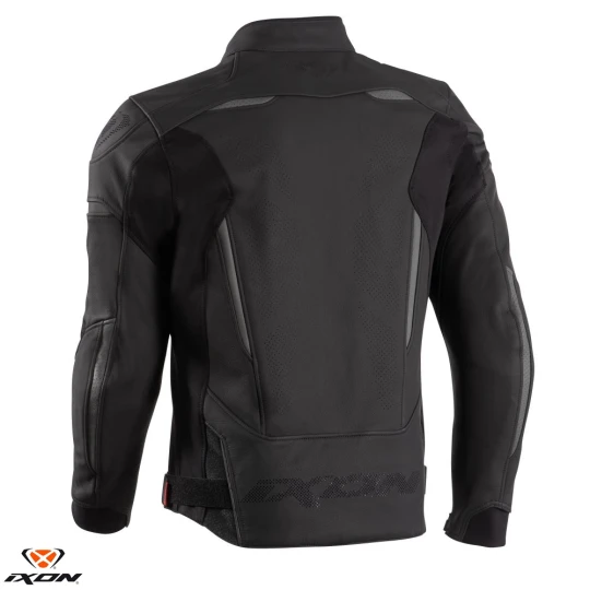 Geaca (jacheta) motociclete barbati piele Racing/Roadster Ixon vara model Ceros culoare: negru - Negru/antracit , L