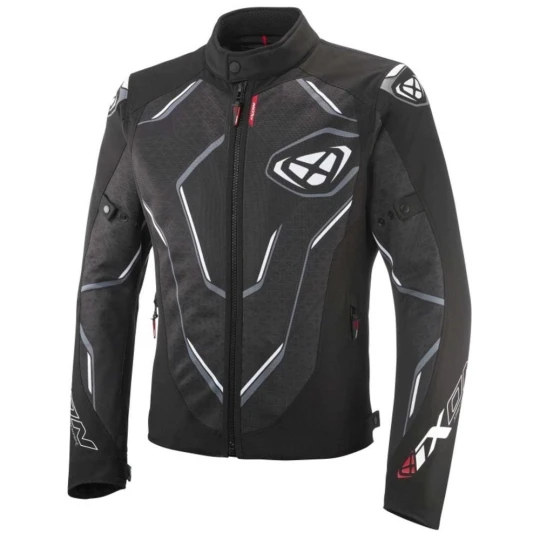 Geaca (jacheta) motociclete barbati Racing/Roadster Ixon vara model Demoniak MS culoare: negru/alb - Negru/alb , 4XL