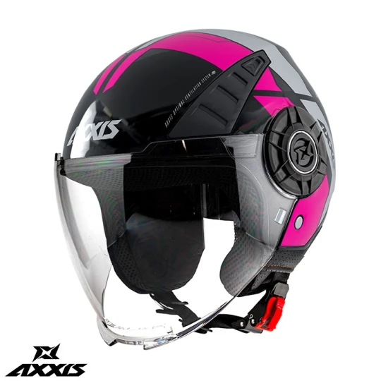 Casca Axxis model Metro Cool B8 roz fluor lucios (open face) - tip viziera: MT-V-26B - Roz lucios , L (59/60cm)