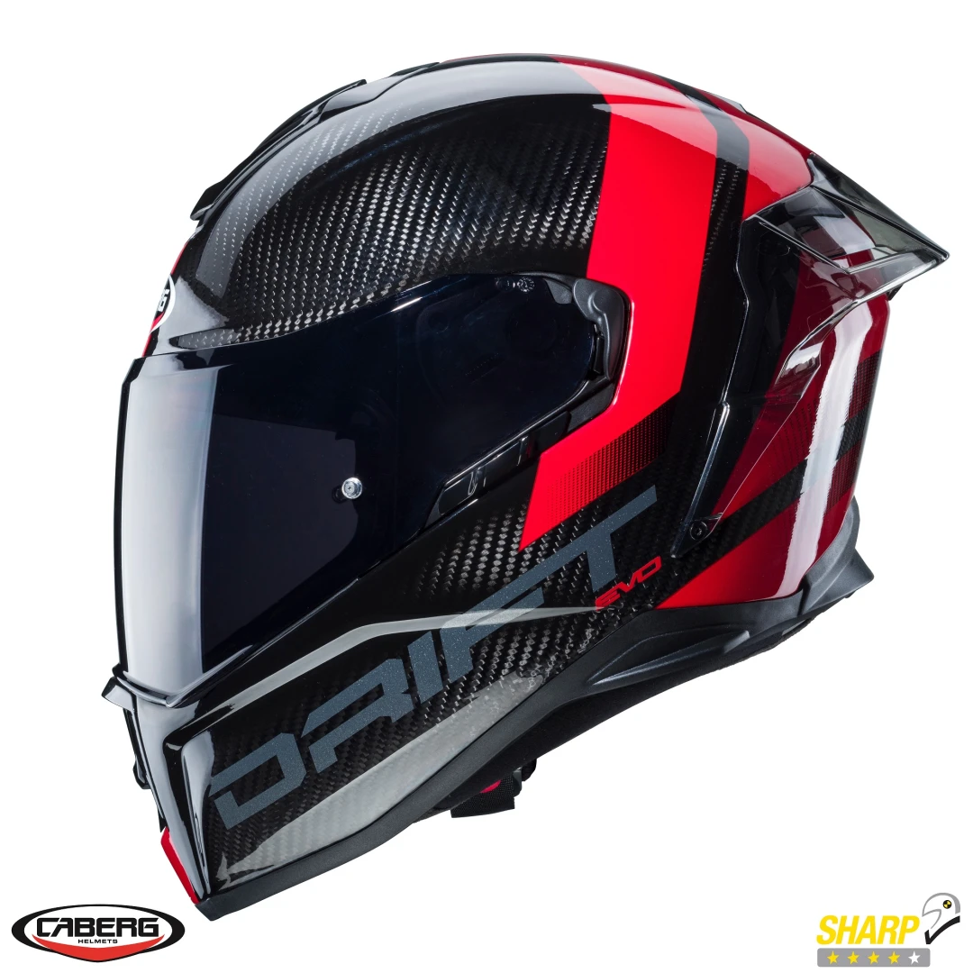 Casca integrala Caberg model Drift Evo Carbon Sonic K2 antracit/rosu lucios Pinlock ready - lentila Pinlock inclusa - 100% carbon - Antracit/rosu lucios , S (55/56cm) Casca integrala Caberg model Drift Evo Carbon Sonic K2 antracit/rosu lucios Pinlock ready - lentila Pinlock inclusa - 100% carbon - Antracit/rosu lucios , S (55/56cm)