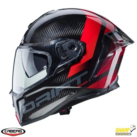 Casca integrala Caberg model Drift Evo Carbon Sonic K2 antracit/rosu lucios Pinlock ready - lentila Pinlock inclusa - 100% carbon - Antracit/rosu lucios , L (59/60cm)