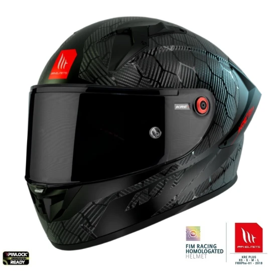 Casca integrala MT KRE+ Carbon negru A11 negru lucios - 100% carbon - FIM approved - Negru lucios , XL (61/62cm)