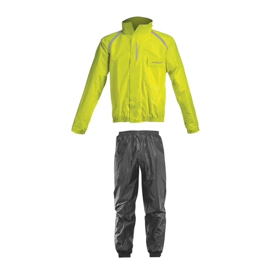 Costum moto ploaie (geaca+pantaloni) Seventy model SD-S1 culoare: galben/negru (montare peste echipament) - Galben fluor/negru , XS