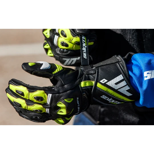 Manusi barbati racing vara Seventy model SD-R12 negru/galben - Negru/galben , XXL (11 cm)