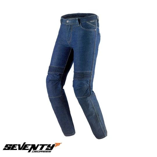 Blugi (jeans) moto barbati Seventy model SD-PJ6 tip Slim fit culoare: albastru (insertii Aramid Kevlar) - Albastru , L