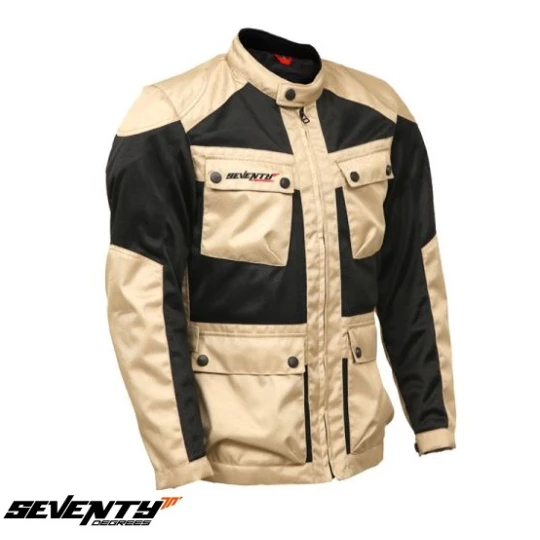 Geaca (jacheta) motociclete barbati Touring vara Seventy model SD-JC30 culoare: negru/bej - Negru/bej , XXL