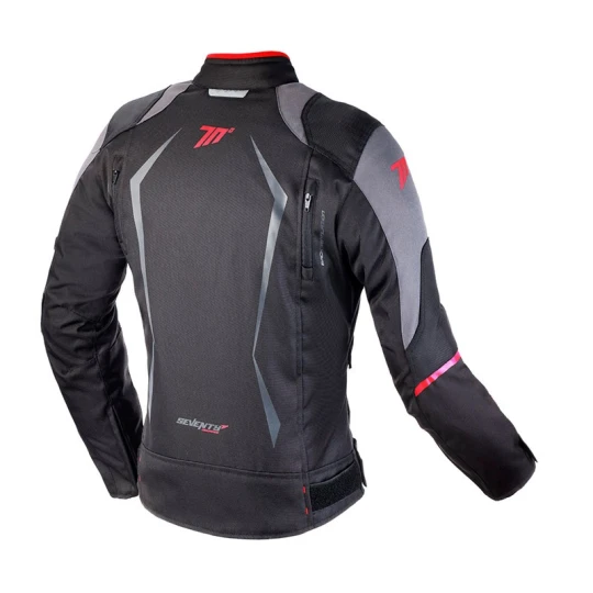 Geaca (jacheta) motociclete femei Racing Seventy vara/iarna model SD-JR49 culoare: negru/rosu - Negru/rosu , M