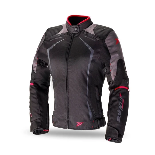 Geaca (jacheta) motociclete femei Racing Seventy vara/iarna model SD-JR49 culoare: negru/rosu - Negru/rosu , M