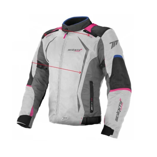 Geaca (jacheta) motociclete femei Racing Seventy vara/iarna model SD-JR49 culoare: gri/albastru/roz - Gri/albastru/roz , M