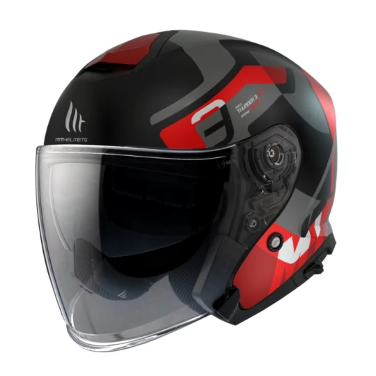 Casca open face MT Thunder III SV Jet Silton B5 rosu mat (ochelari soare integrati) – tip MT-V-19 - Rosu mat , L (59/60cm)
