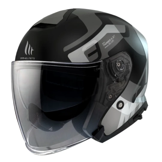 Casca open face MT Thunder III SV Jet Silton B2 gri mat (ochelari soare integrati) – tip MT-V-19 - Gri mat , XXL (63/64cm)