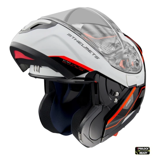 Casca modulabila MT Atom SV Open B5 rosu fluor lucios Pinlock ready – tip MT-V-16 - Rosu fluor lucios , M (57/58cm)