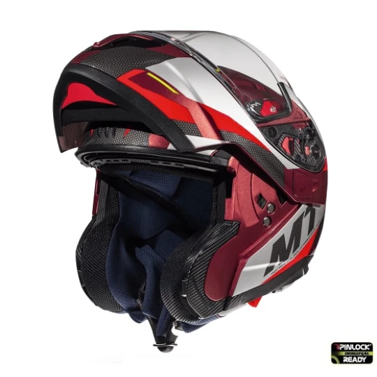 Casca modulabila motociclete MT Atom SV Transcend F5 rosu/gri lucios Pinlock ready – tip MT-V-16 - Rosu/gri lucios , XS (53/54cm)