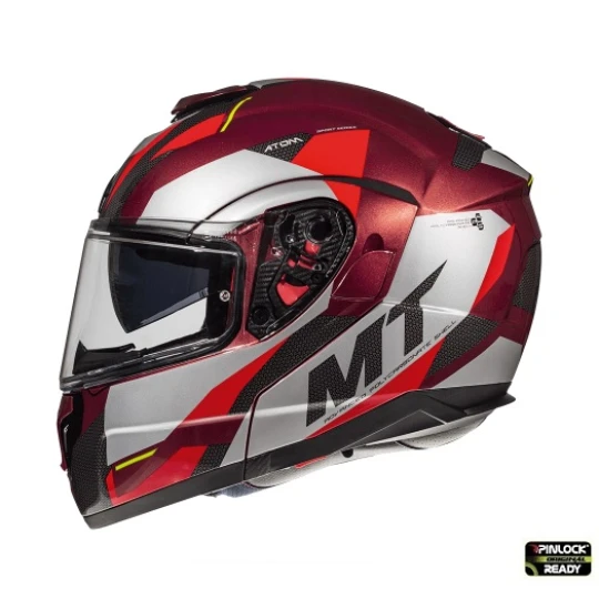 Casca modulabila motociclete MT Atom SV Transcend F5 rosu/gri lucios Pinlock ready – tip MT-V-16 - Rosu/gri lucios , XS (53/54cm)