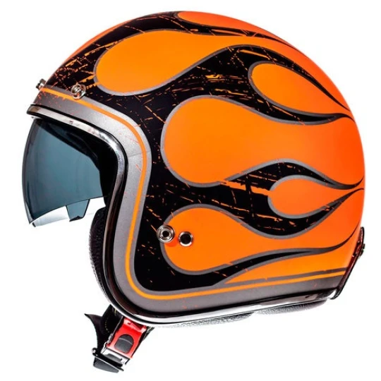 Casca open face motociclete MT Le Mans SV Flaming negru/portocaliu mat (ochelari soare integrati) - Negru/portocaliu mat , S (55/56cm)