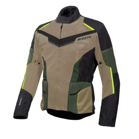 Geaca (jacheta) motociclete barbati Touring Seventy vara model SD-JT70 Atacama culoare: nisipiu/verde/galben fluor - Nisipiu/verde/galben fluor , XXL
