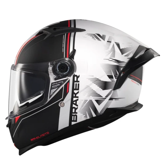 Casca integrala MT Braker SV Charm A1 alb/negru mat (ochelari soare integrati) - tip viziera: MT-V-28B - DKS435 - punctaj maxim SHARP Test - 5 stele - Alb/negru mat , XL (61/62cm)