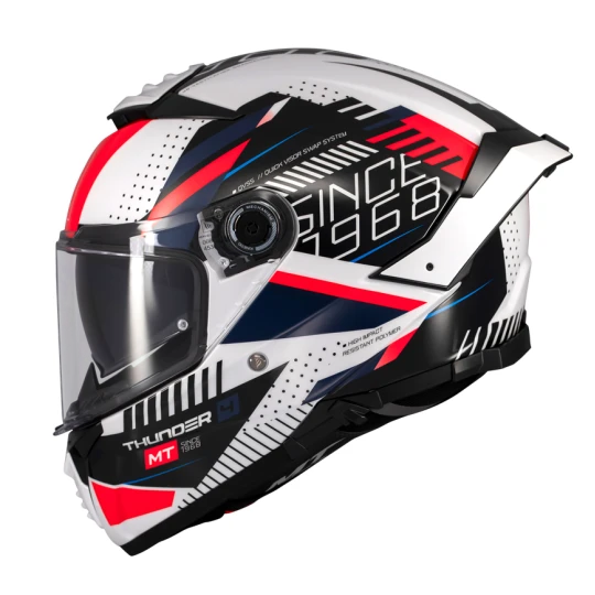 Casca integrala MT Thunder 4 SV Luminence A7 alb/rosu/albastru lucios (ochelari soare integrati) - tip viziera: MT-V-28B - Alb/rosu/albastru lucios , M (57/58cm)