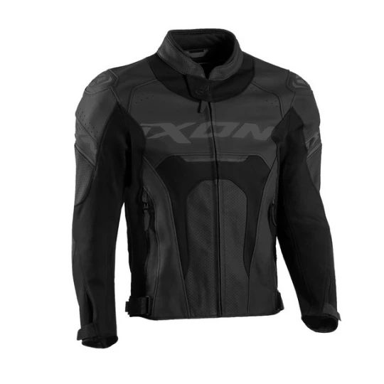 Geaca (jacheta) motociclete barbati piele Racing Ixon vara model Jackal JKT MS culoare: negru - Negru , XL