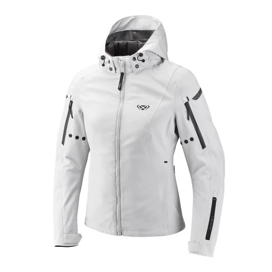 Geaca (jacheta) motociclete femei Touring/Adventure/Urban Ixon All season model Burning LS culoare: gri deschis (light grey) (geaca laminata; waterproof si pe exterior) - Gri lucios , L