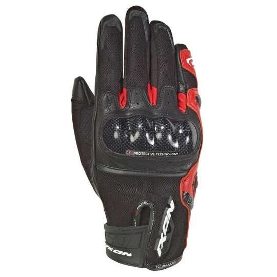 Manusi barbati Roadster vara piele/textil Ixon model RS Rise Air MS culoare: negru/rosu - degete tactile - Negru/rosu , 2XL (11/12)