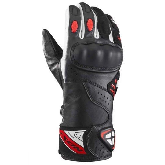 Manusi barbati Racing vara piele Ixon model Thund MS culoare: negru/rosu/alb - degete tactile - Negru/rosu/alb , XL (10/11)