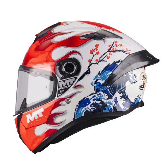 Casca integrala MT Targo S Yamanaka A5 alb/rosu lucios - omologare noua ECE 22.06 - tip viziera: MT-V-14 - Alb/rosu lucios , XS (53/54cm)