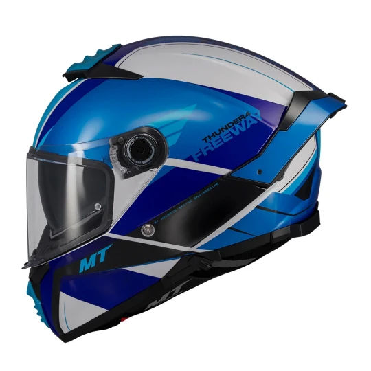 Casca integrala MT Thunder 4 SV Freeway A17 albastru lucios (ochelari soare integrati) - tip viziera: MT-V-28B - Albastru lucios , L (59/60cm)
