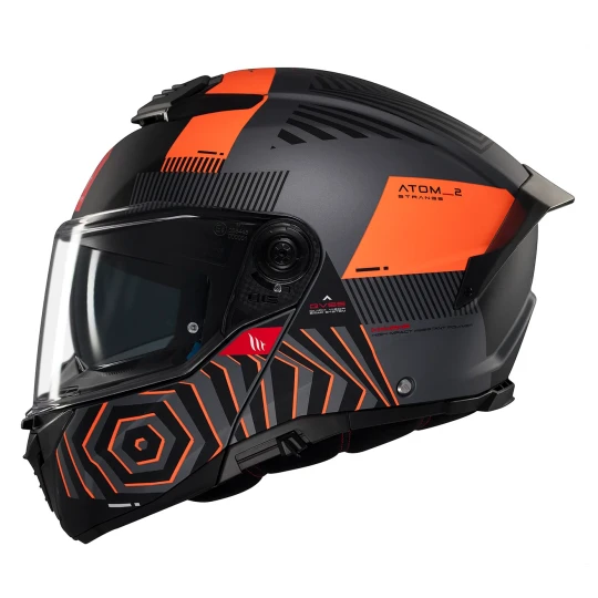Casca modulabila MT Atom 2 SV Strange C4 gri/portocaliu mat (ochelari soare integrati) Pinlock Ready - tip viziera: MT-V-35 - Gri/portocaliu mat , XL (61/62cm)