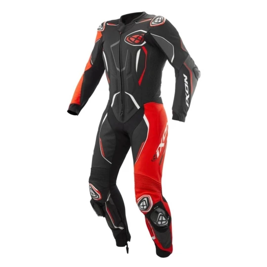 Costum (combinezon) motociclete barbati piele Ixon vara model Demonio culoare: negru/rosu/alb - Negru/rosu/alb , M