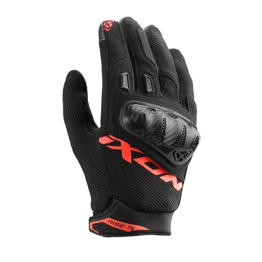 Manusi barbati Roadster vara textil Ixon model Rise TX MS culoare: negru/rosu - degete tactile - Negru/rosu , S (7/8)