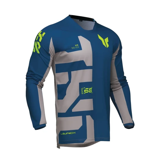 Tricou (bluza) cross-enduro Thor model Launchmode Forge culoare: albastru/gri/galben fluor - Albastru/gri/galben fluor , S