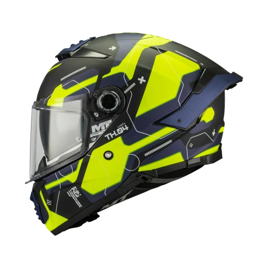 Casca integrala MT Thunder 4 SV Lumex B27 albastru/galben mat (ochelari soare integrati) - XL (61/62cm)