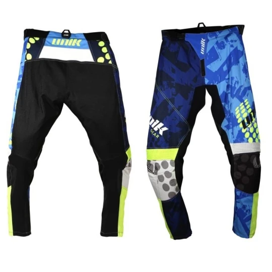 Pantaloni motociclete cross-enduro Unik Racing model MX01 culoare: albastru/verde fluor - Albastru/verde fluor , 38 (XXXL)