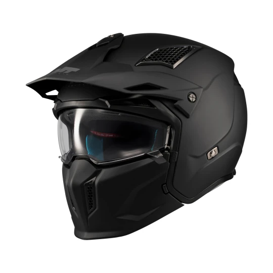 Casca MT Streetfighter SV S Pure A1 negru mat (ochelari soare integrati) - masca (protectie) barbie si cozoroc detasabile - omologare noua ECE 22.06 - M (57/58cm)